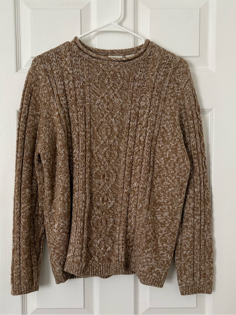 brown cable knit sweater